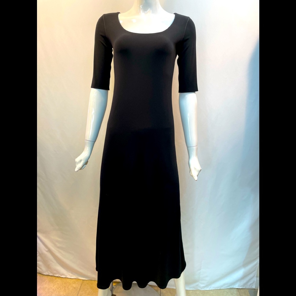 EVA VARRO , ELBOW SLEEVES, LAURA LONG DRESS-BLACK